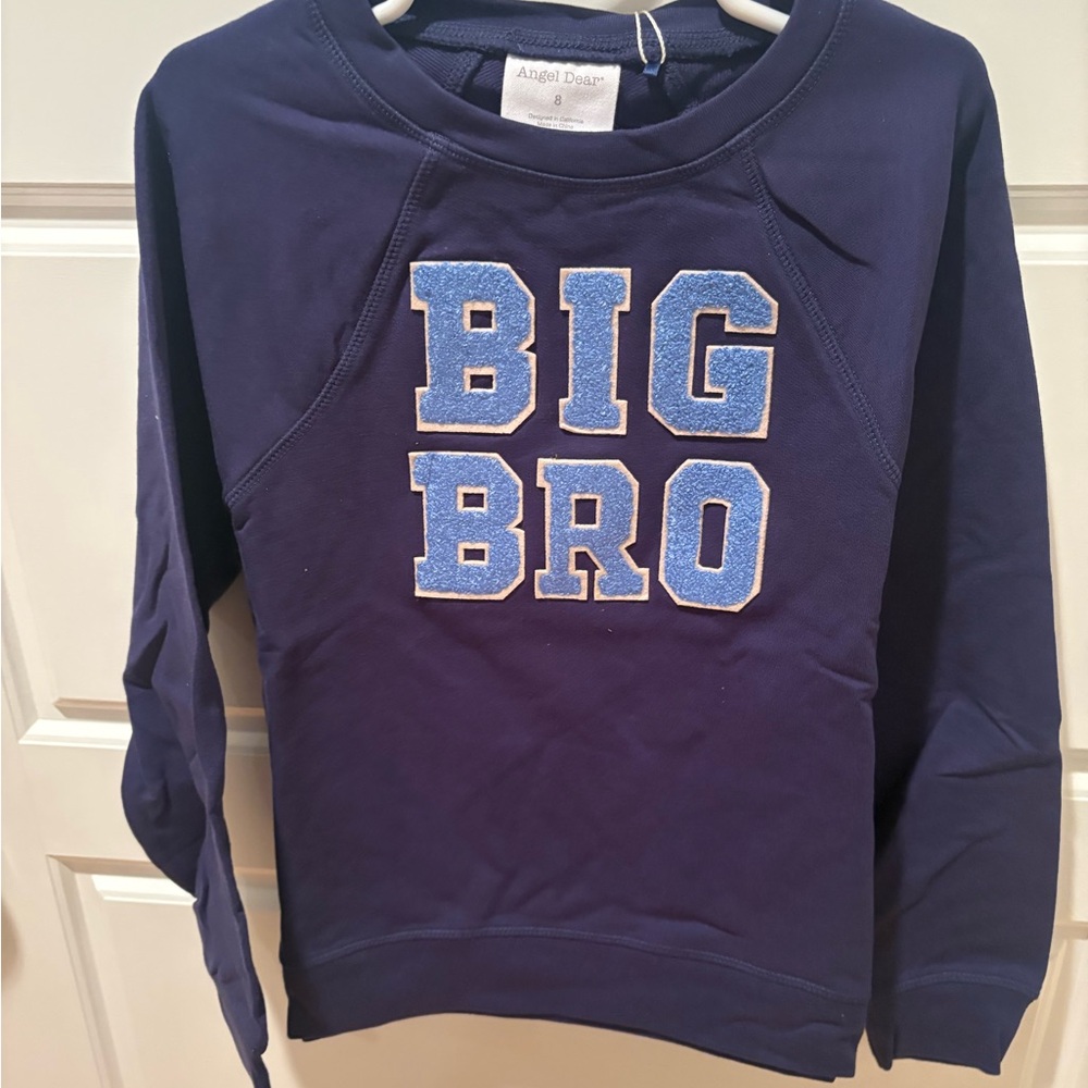 NWT Angel Dear Navy Big Bro Sweatshirt Size 8